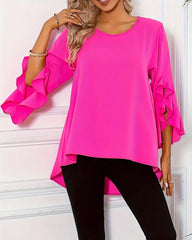 Utsvängd topp med rund halsringning