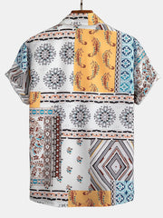 Scarf Print Button Up Skjorta & Simshorts