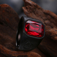 Antonios Rubin Stainless Steel Ring Män