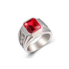 Antonios Rubin Stainless Steel Ring Män